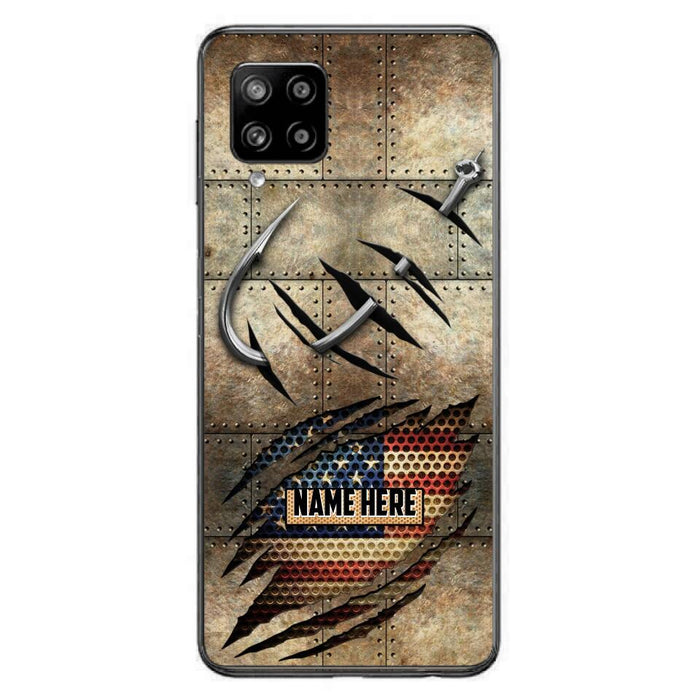 Custom Personalized Fishing America Flag Phone Case - Gift Idea For Fishing Lover - Case For iPhone And Samsung