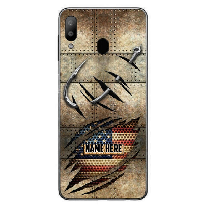 Custom Personalized Fishing America Flag Phone Case - Gift Idea For Fishing Lover - Case For iPhone And Samsung