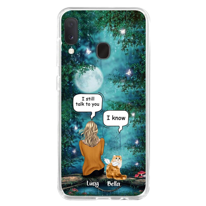 Custom Personalized Cat Memorial Phone Case - Upto 5 Cats - Best Gift For Cat Lover - I still talk to you - Case For iPhone And Samsung