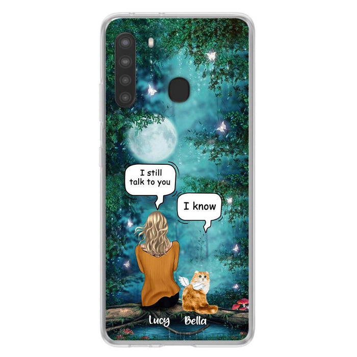 Custom Personalized Cat Memorial Phone Case - Upto 5 Cats - Best Gift For Cat Lover - I still talk to you - Case For iPhone And Samsung