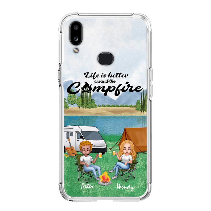 Custom Personalized Camping Couple With Dog Phone Case - Couple With Upto 3 Dogs - Gift Idea For Dog/ Camping Lover - Let's Be Adventurers - Case For iPhone And Samsung