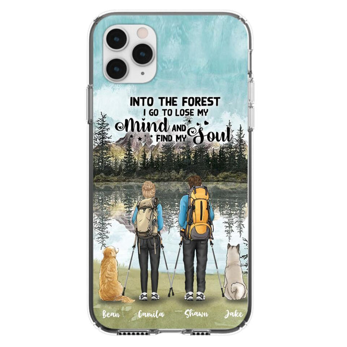 Custom Personalized Hiking Couple With Dogs Phone Case - Couple With Upto 2 Pets - Case For iPhone and Samsung - Q67GXN