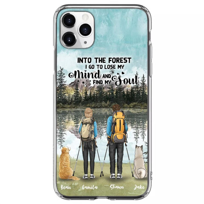 Custom Personalized Hiking Couple With Dogs Phone Case - Couple With Upto 2 Pets - Case For iPhone and Samsung - Q67GXN