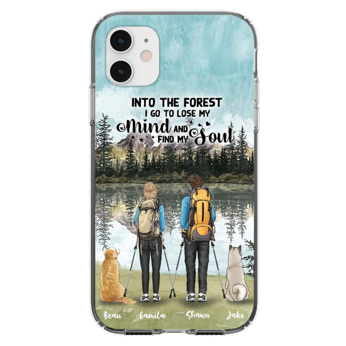 Custom Personalized Hiking Couple With Dogs Phone Case - Couple With Upto 2 Pets - Case For iPhone and Samsung - Q67GXN