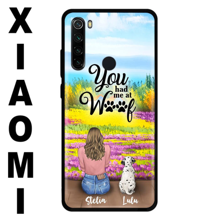 Custom Personalized Dog Mom With Flowers Background Phone Case - Gifts For Dog Lovers With Upto 4 Dogs - You Had Me At Woof - Case For iPhone, Samsung And Xiaomi - L4E2ZU