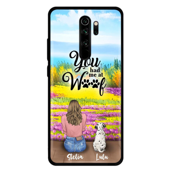 Custom Personalized Dog Mom With Flowers Background Phone Case - Gifts For Dog Lovers With Upto 4 Dogs - You Had Me At Woof - Case For iPhone, Samsung And Xiaomi - L4E2ZU