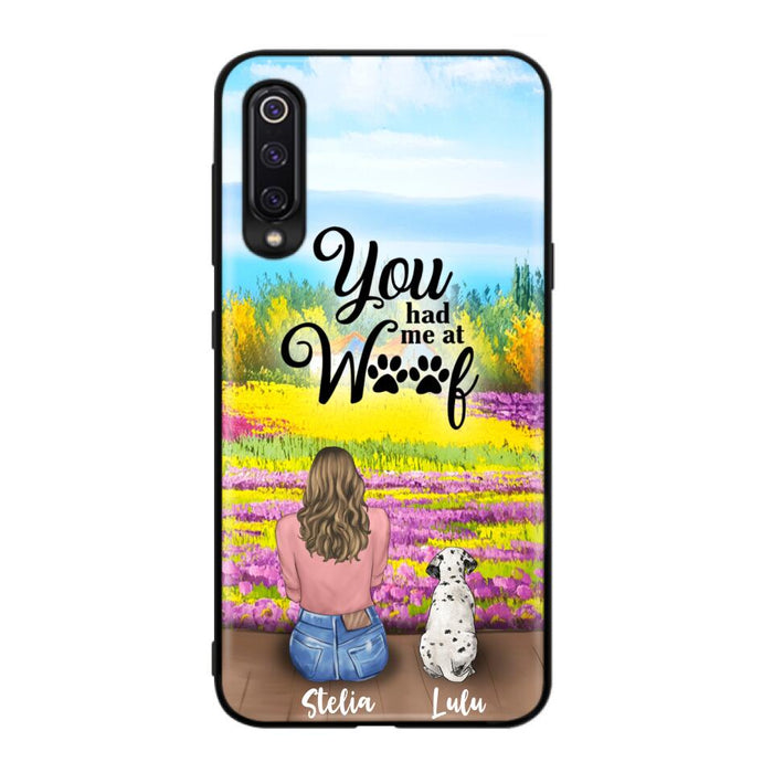 Custom Personalized Dog Mom With Flowers Background Phone Case - Gifts For Dog Lovers With Upto 4 Dogs - You Had Me At Woof - Case For iPhone, Samsung And Xiaomi - L4E2ZU