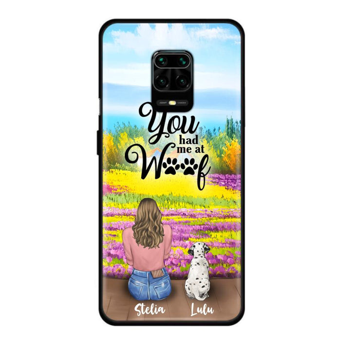 Custom Personalized Dog Mom With Flowers Background Phone Case - Gifts For Dog Lovers With Upto 4 Dogs - You Had Me At Woof - Case For iPhone, Samsung And Xiaomi - L4E2ZU