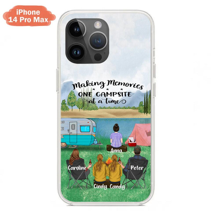 Custom Personalized Camping Phone Case - Couple With 3 Kids - Gift Idea For Camping Lover - Case For iPhone And Samsung