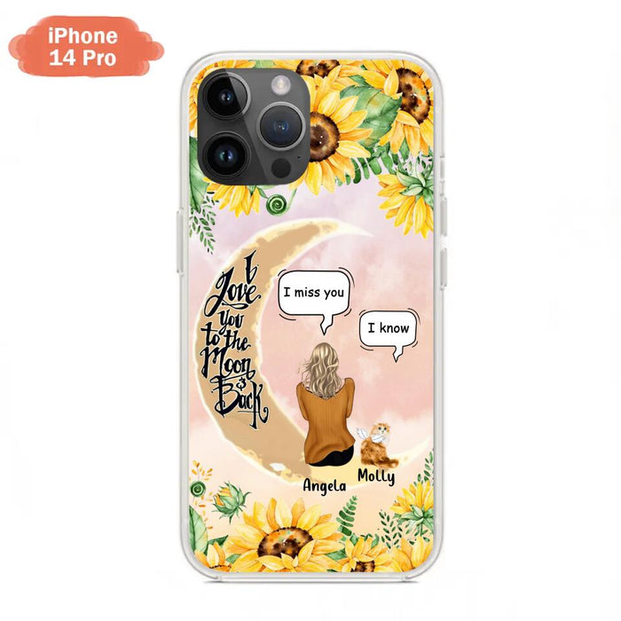 Custom Personalized Memorial Cat Sun Flower Phone Case - Upto 6 Cats - Memorial Gift Idea For Cat Lover - I Love You To The Moon And Back - Case For iPhone And Samsung