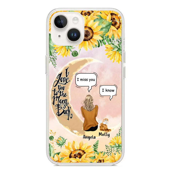 Custom Personalized Memorial Cat Sun Flower Phone Case - Upto 6 Cats - Memorial Gift Idea For Cat Lover - I Love You To The Moon And Back - Case For iPhone And Samsung