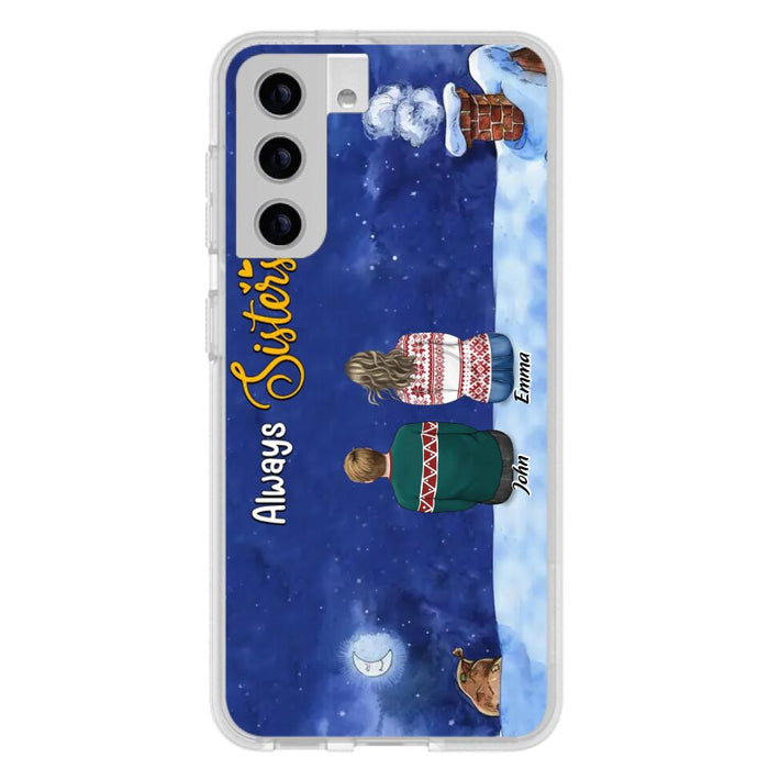 Custom Personalized Christmas Brother & Sister Phone Case - Christmas Gift Idea For Siblings - Upto 12 People - Always Sisters - Case For iPhone And Samsung