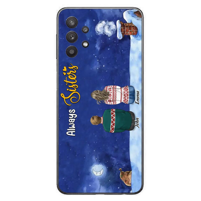 Custom Personalized Christmas Brother & Sister Phone Case - Christmas Gift Idea For Siblings - Upto 12 People - Always Sisters - Case For iPhone And Samsung