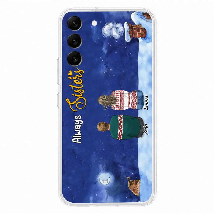 Custom Personalized Christmas Brother & Sister Phone Case - Christmas Gift Idea For Siblings - Upto 12 People - Always Sisters - Case For iPhone And Samsung