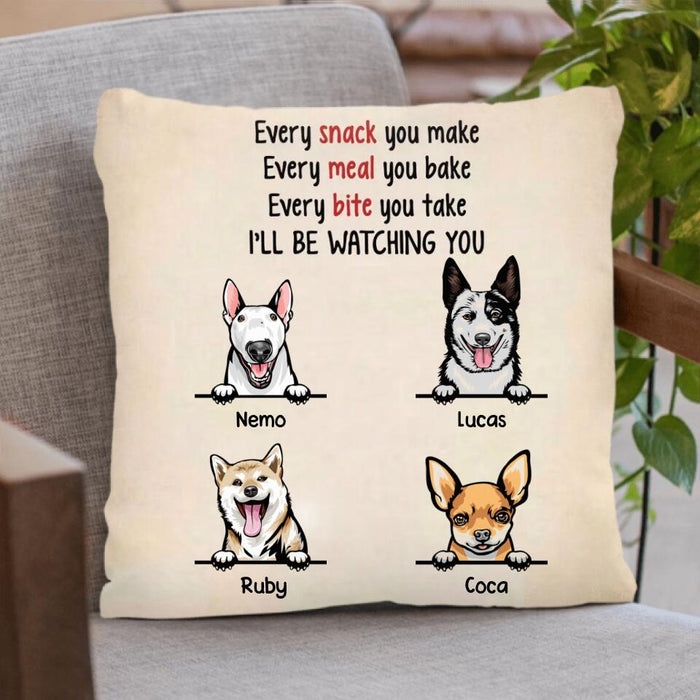 Custom Personalized Dog Pillow Cover - Gift for Dog Lovers - Up to 4 Dogs - I'll be watching you