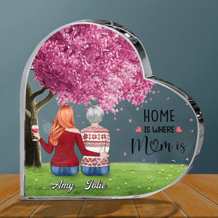 Custom Personalized Mother Crystal Heart - Upto 4 People - Gift Idea For Mother's Day/Christmas - Home Is Where Mom Is