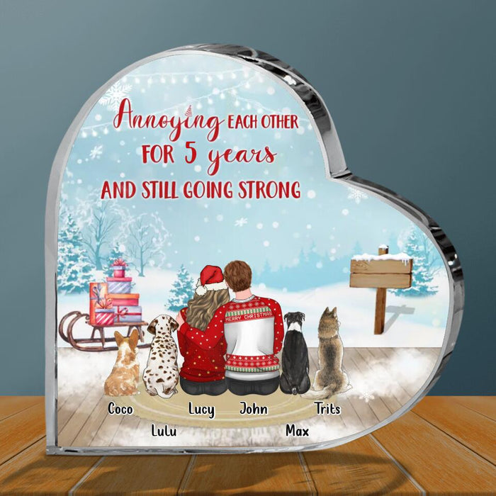 Custom Personalized Couple Crystal Heart - Upto 4 Dogs - Christmas Gift Idea For Dog Lovers -
Annoying Each Other For Years And Still Going Strong