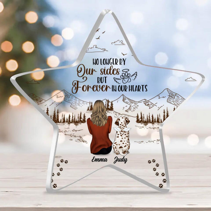 Custom Personalized Christmas Pet Star Acrylic Plaque - Memorial Gift Idea For Dog/Cat Owner With Up To 4 Pets - No Longer By Our Sides But Forever In Our Hearts