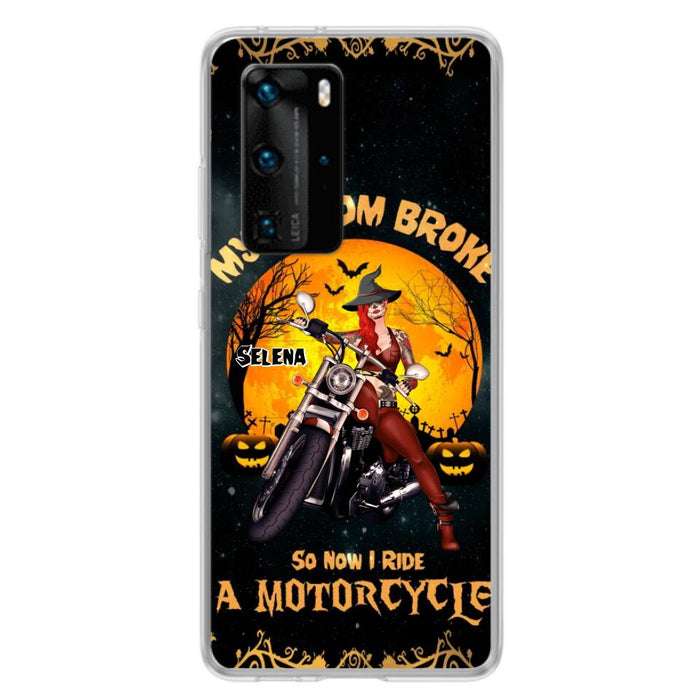 Custom Personalized Witch Phone Case - Upto 4 Dogs - Halloween Gifts For Friends/Dog Lovers  - My Broom Broke So Now I Ride A Motorcycle - Case For Xiaomi/Oppo/Huawei