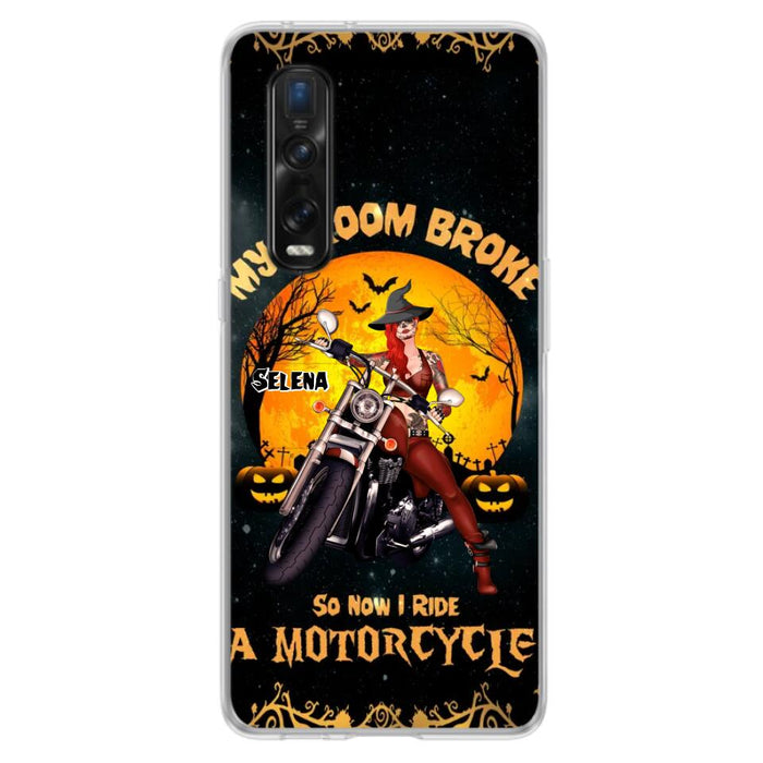 Custom Personalized Witch Phone Case - Upto 4 Dogs - Halloween Gifts For Friends/Dog Lovers  - My Broom Broke So Now I Ride A Motorcycle - Case For Xiaomi/Oppo/Huawei