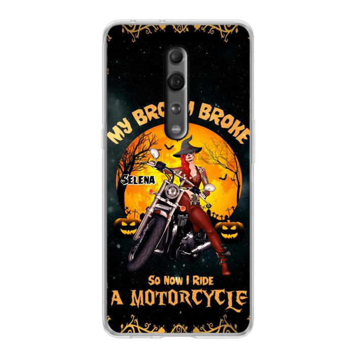 Custom Personalized Witch Phone Case - Upto 4 Dogs - Halloween Gifts For Friends/Dog Lovers  - My Broom Broke So Now I Ride A Motorcycle - Case For Xiaomi/Oppo/Huawei