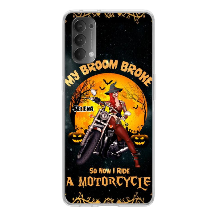 Custom Personalized Witch Phone Case - Upto 4 Dogs - Halloween Gifts For Friends/Dog Lovers  - My Broom Broke So Now I Ride A Motorcycle - Case For Xiaomi/Oppo/Huawei