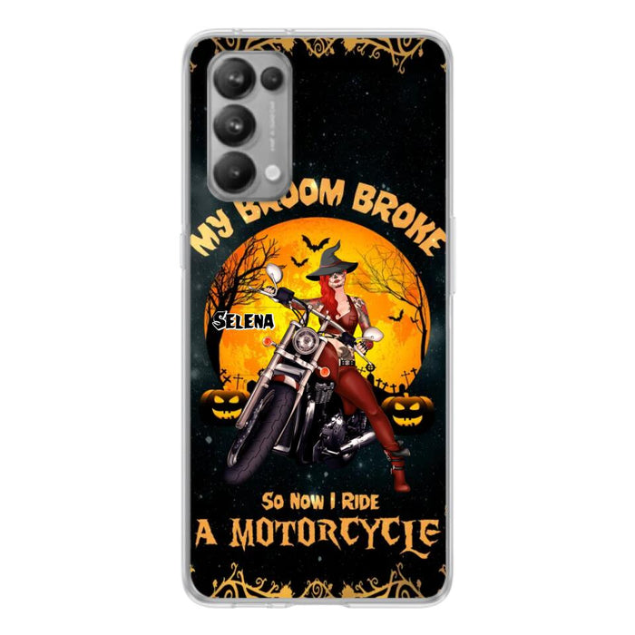 Custom Personalized Witch Phone Case - Upto 4 Dogs - Halloween Gifts For Friends/Dog Lovers  - My Broom Broke So Now I Ride A Motorcycle - Case For Xiaomi/Oppo/Huawei