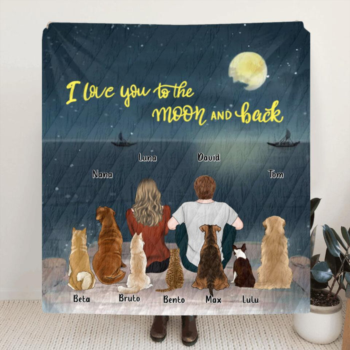 Custom Personalized Dog Cat Fleece/Quilt Blanket - Gift for Dog Lovers/Cat Lovers - Couple and Pets - Man/Woman and Pets - Up to 7 Pets