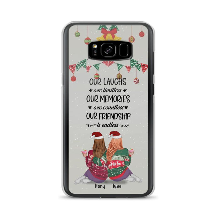 Custom Personalized Christmas Friends Phone Case - Gift Idea For Best Friends With Up To 5 Girls - Our Laughs Are Limitless - Cases For iPhone And Samsung