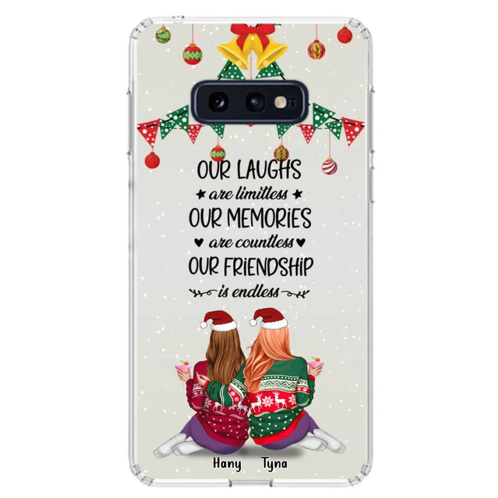 Custom Personalized Christmas Friends Phone Case - Gift Idea For Best Friends With Up To 5 Girls - Our Laughs Are Limitless - Cases For iPhone And Samsung