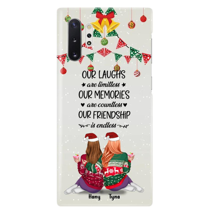 Custom Personalized Christmas Friends Phone Case - Gift Idea For Best Friends With Up To 5 Girls - Our Laughs Are Limitless - Cases For iPhone And Samsung