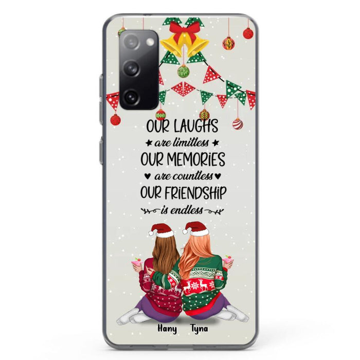 Custom Personalized Christmas Friends Phone Case - Gift Idea For Best Friends With Up To 5 Girls - Our Laughs Are Limitless - Cases For iPhone And Samsung