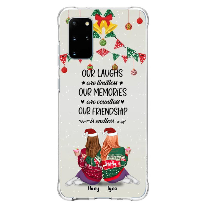 Custom Personalized Christmas Friends Phone Case - Gift Idea For Best Friends With Up To 5 Girls - Our Laughs Are Limitless - Cases For iPhone And Samsung