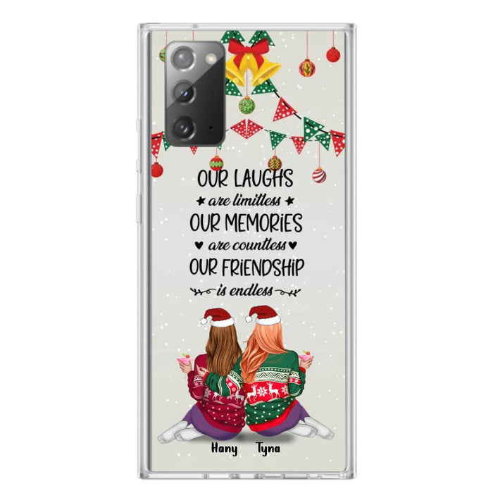 Custom Personalized Christmas Friends Phone Case - Gift Idea For Best Friends With Up To 5 Girls - Our Laughs Are Limitless - Cases For iPhone And Samsung