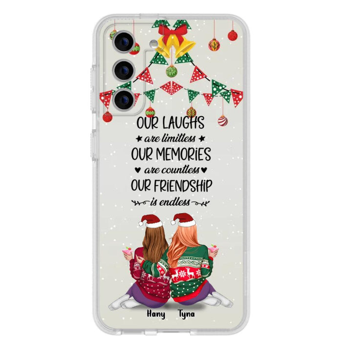 Custom Personalized Christmas Friends Phone Case - Gift Idea For Best Friends With Up To 5 Girls - Our Laughs Are Limitless - Cases For iPhone And Samsung