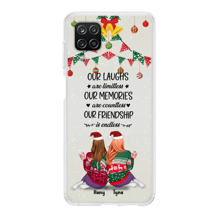 Custom Personalized Christmas Friends Phone Case - Gift Idea For Best Friends With Up To 5 Girls - Our Laughs Are Limitless - Cases For iPhone And Samsung