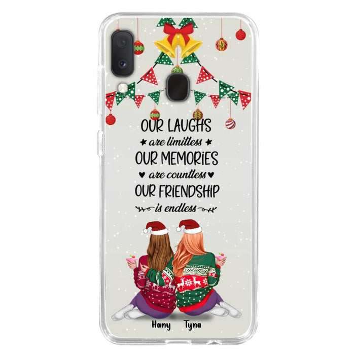 Custom Personalized Christmas Friends Phone Case - Gift Idea For Best Friends With Up To 5 Girls - Our Laughs Are Limitless - Cases For iPhone And Samsung