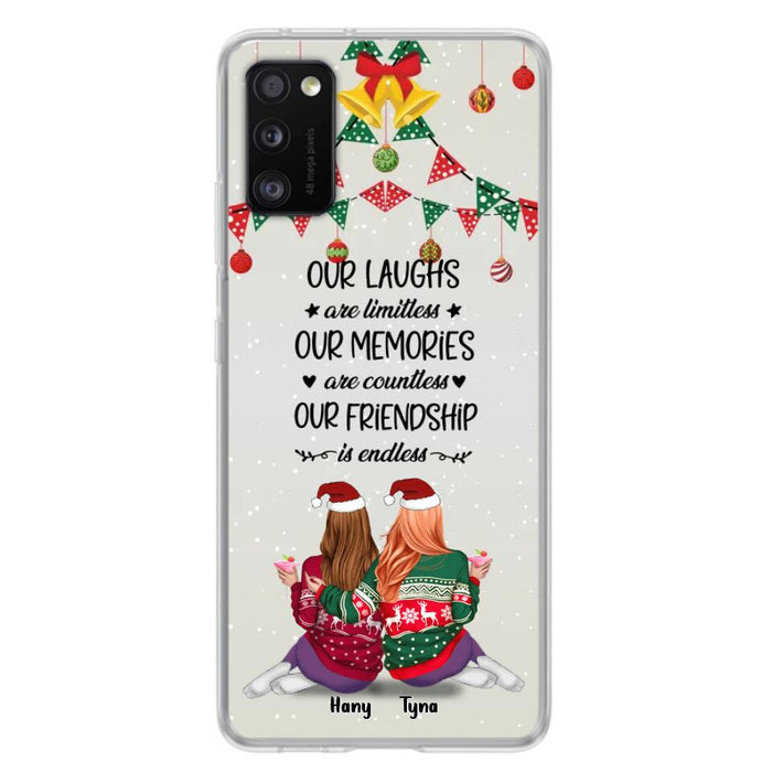 Custom Personalized Christmas Friends Phone Case - Gift Idea For Best Friends With Up To 5 Girls - Our Laughs Are Limitless - Cases For iPhone And Samsung