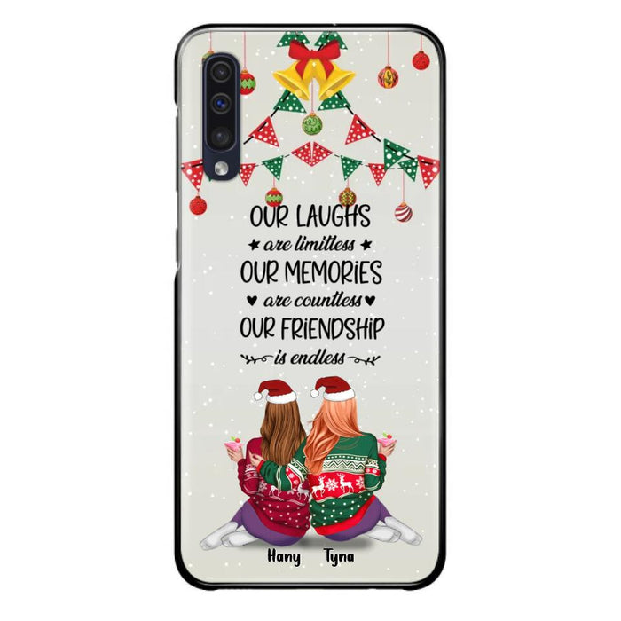 Custom Personalized Christmas Friends Phone Case - Gift Idea For Best Friends With Up To 5 Girls - Our Laughs Are Limitless - Cases For iPhone And Samsung