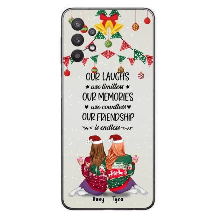 Custom Personalized Christmas Friends Phone Case - Gift Idea For Best Friends With Up To 5 Girls - Our Laughs Are Limitless - Cases For iPhone And Samsung