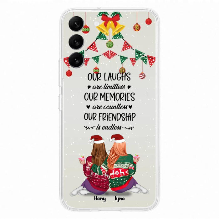 Custom Personalized Christmas Friends Phone Case - Gift Idea For Best Friends With Up To 5 Girls - Our Laughs Are Limitless - Cases For iPhone And Samsung