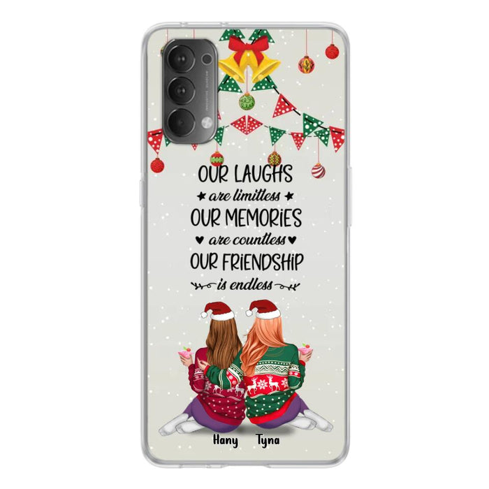 Custom Personalized Christmas Friends Phone Case - Gift Idea For Best Friends With Up To 5 Girls - Our Laughs Are Limitless - Cases For Oppo, Xiaomi & Huawei