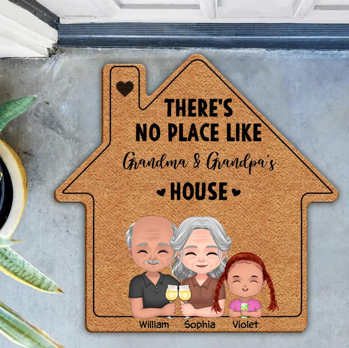 Personalized Grandma & Grandpa's House Shaped Rug - Grandparents With Up to 5 Kids - Gift Idea For Grandparent - There's No Place Like Grandma & Grandpa's House