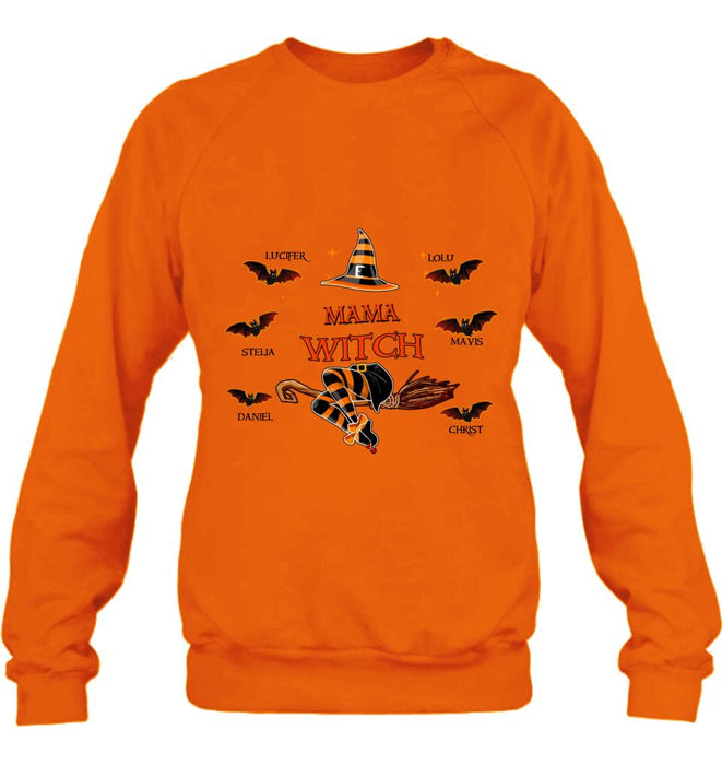 Custom Personalized Halloween T-shirt/Sweatshirt/Hoodie/Long Sleeve - Up to 6 Bats - Best Gift For Halloween, Mother/Grandmother - Mama Witch - 80H9EN