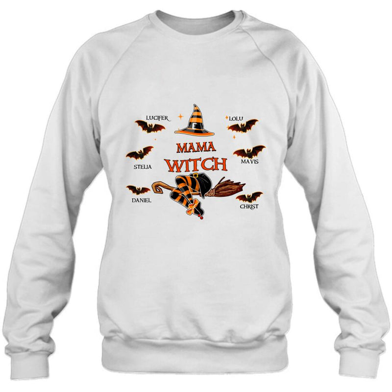 Personalized Halloween T-shirt/Sweatshirt/Hoodie/Long Sleeve - Up to 6 Bats - Best Gift For Halloween, Mother/Grandmother - Mama Witch - 80H9EN