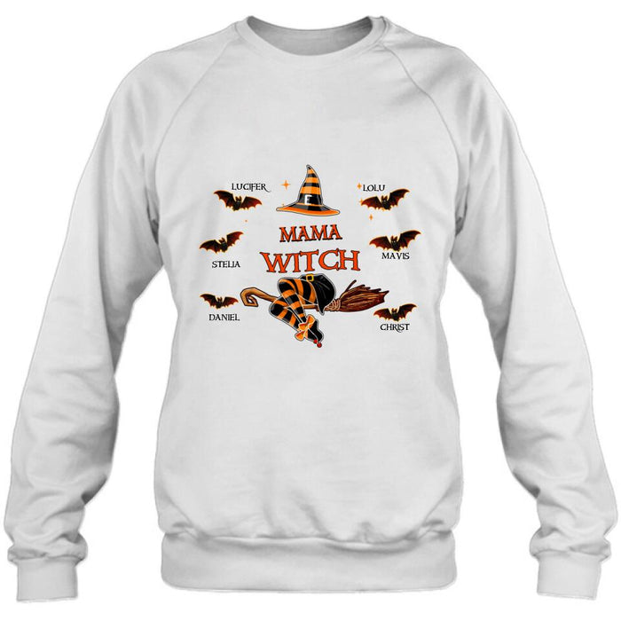 Custom Personalized Halloween T-shirt/Sweatshirt/Hoodie/Long Sleeve - Up to 6 Bats - Best Gift For Halloween, Mother/Grandmother - Mama Witch - 80H9EN