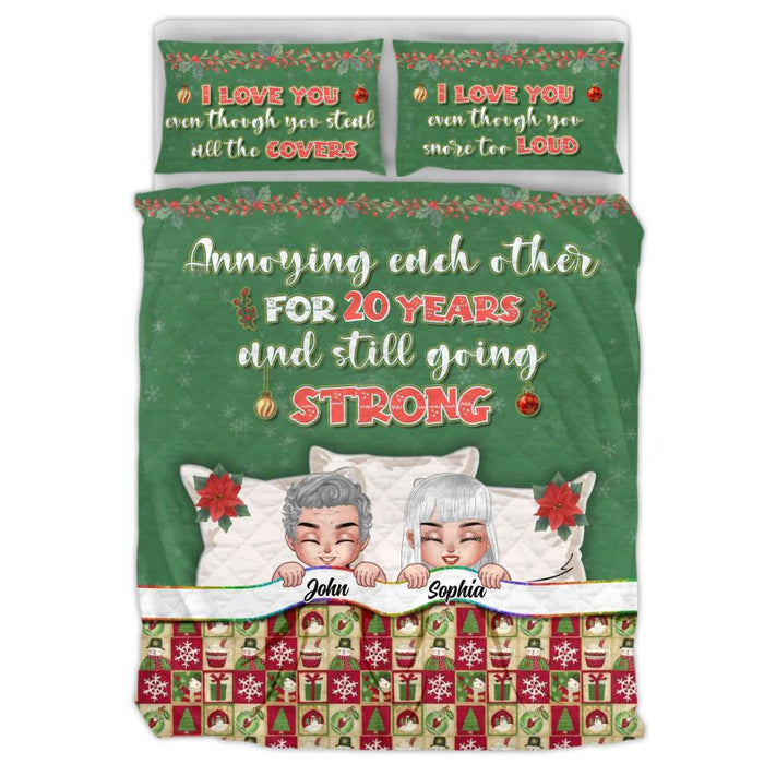 Custom Personalized Couple Quilt Bed Sets - Anniversary Gift For Couple/ Christmas - Annoying Each Other For 20 Years And Still Going Strong