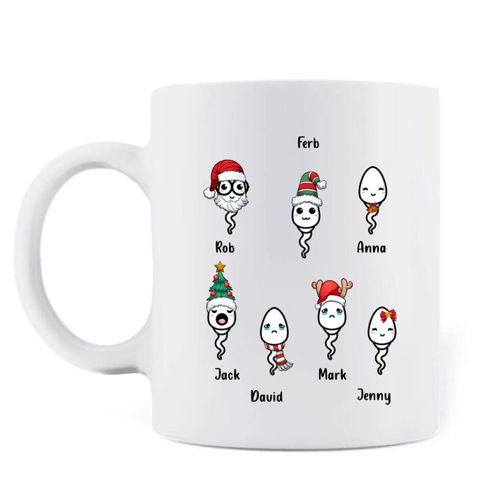 Custom Personalized Christmas Coffee Mug - Gift Idea For Father/ Christmas with up to 7 Sperms - I'm So Glad Your Pull-out Game Was Weak Af