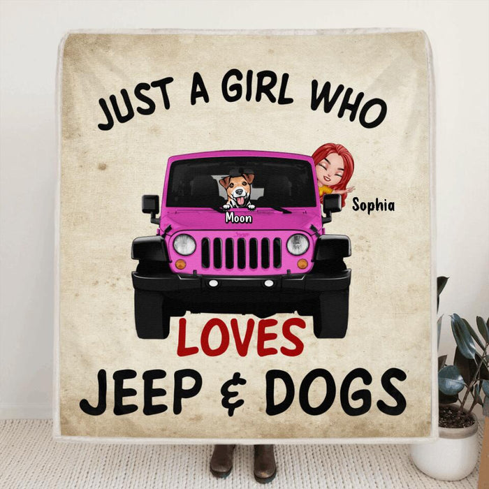 Custom Personalized Dog Mom & Off-road Quilt/Fleece Blanket - Up to 5 Dogs - Best Gift For Dog Lovers/Mother's Day - Just A Girl