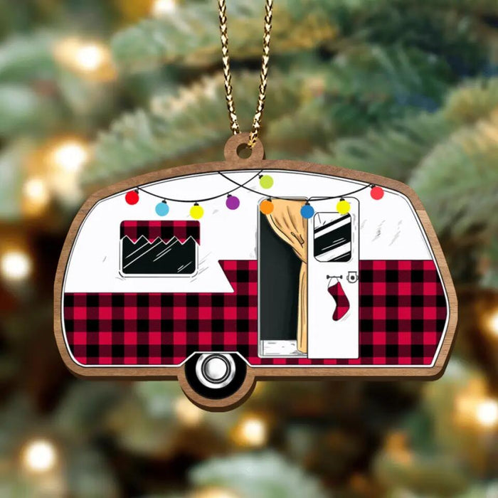 Custom Personalized Camping Xmas Wooden Ornament - Christmas Gift Idea For Camping Lover/ Christmas Decoration Gift